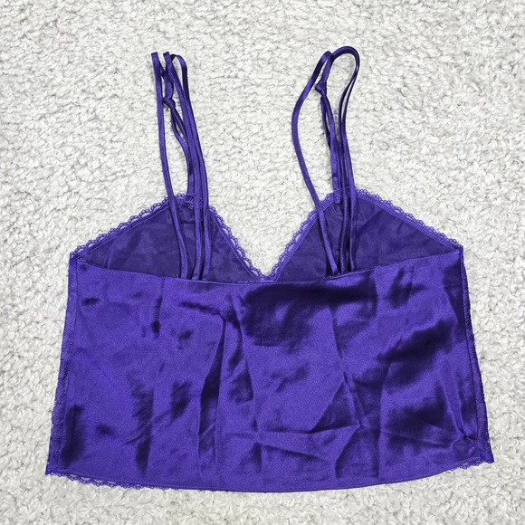 Vintage Victorias Secrets Tank Top Cami Size P Purple Lace Crop Whimsigoth Fairy - Picture 4 of 11